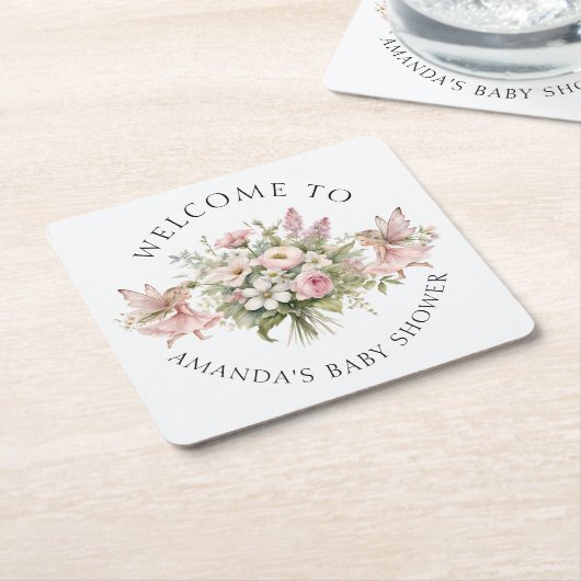 Begrüßen Sie die Dusche der bezauberten Märchenblü Rechteckiger Pappuntersetzer (angewinkelt)