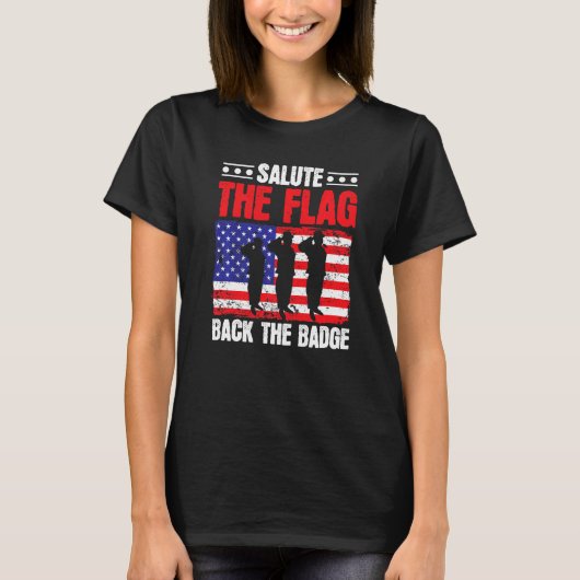 Begrüßen Sie die Fahne zurück ins Abzeichen USA Fl T-Shirt (Vorderseite)