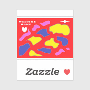 Begrüßen Sie die rot-gelbe Zuhause, die für Sie en Aufkleber