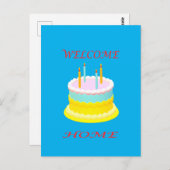 Begrüßen Sie die Zuhause in Meeresblau mit Kuchen Postkarte (Vorne/Hinten)