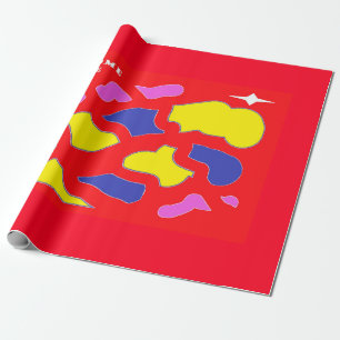 Begrüßende Zuhause-Meldung mit roten Mustern Geschenkpapier