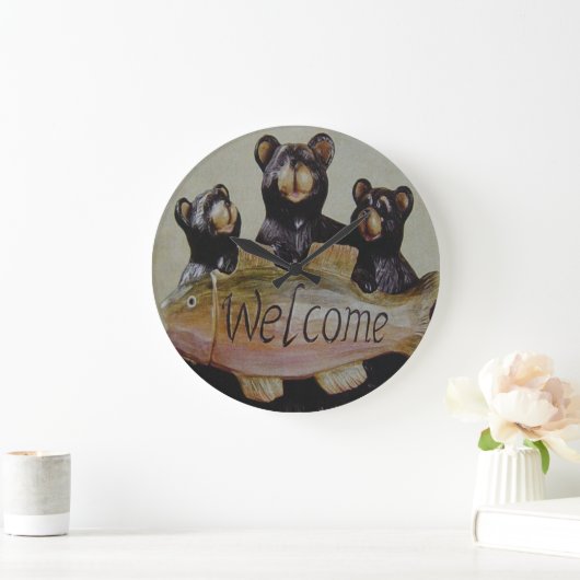 BEGRÜSSENE BÄREN GROßE WANDUHR (Zuhause)