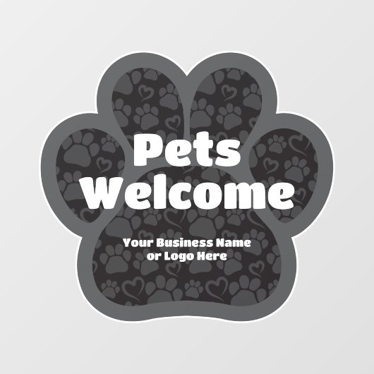 Begrüßte Hunde Begrüßung PawPrint Custom Business Fensteraufkleber (Blatt)