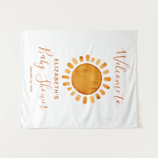 Begrüßte Yellow Sun Baby Dusche Wasserfarbe Empfan Wandteppich (Vorderseite (Horizontal))