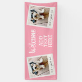 Begrüßung - 2 Foto Collage und Rosa Banner (Vertikal)