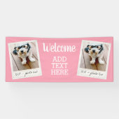 Begrüßung - 2 Foto Collage und Rosa Banner (Horizontal)