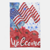 Begrüßung 4. Juli Geschirrtuch (Vertikal)