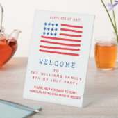 Begrüßung 4. Juli Party - Covid Safety Sockelschild (In Situ)