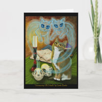 Begrüßung alter Freunde, Ghost Cat Art Grußkarte