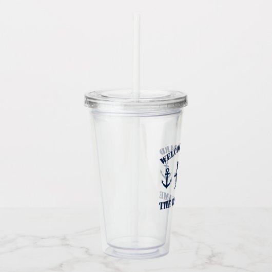 Begrüßung an Bord des nautischen Ankerplatzes und Acryltrinkbecher (Rechts)