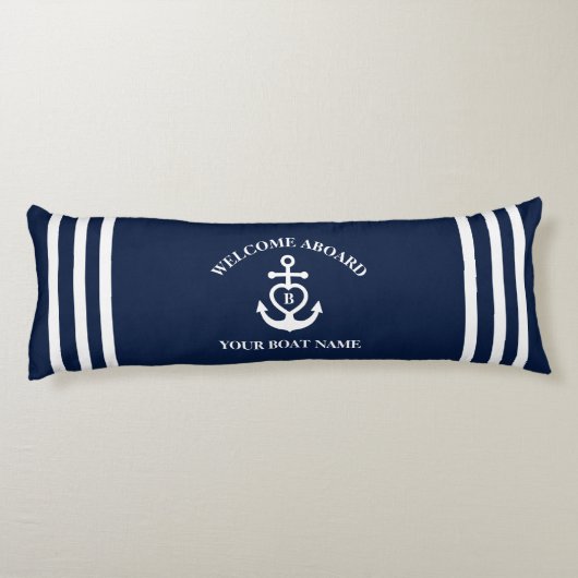 Begrüßung an Bord Herzklopfen Name Monogramm Seitenschläferkissen (Rückseite)