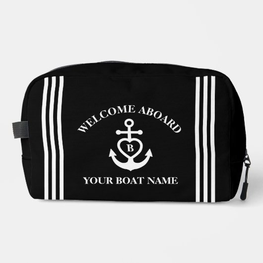 Begrüßung an Bord Herzklopfen Name Monogramm Waschbeutel (Vorderseite)