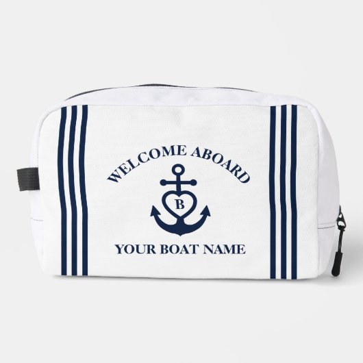 Begrüßung an Bord Herzklopfen Name Monogramm Waschbeutel (Vorderseite)