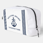 Begrüßung an Bord Herzklopfen Name Monogramm Waschbeutel (Rechte Ecke)