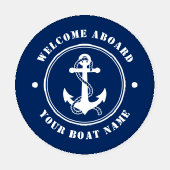 Begrüßung an Bord Schiffname Anchor Rope Navy Unte Untersetzer Set (Einzeln)