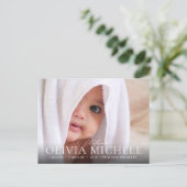 Begrüßung Baby Birth Foto Ankündigung Postcard Gir (Stehend Vorderseite)