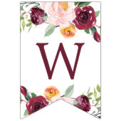 Begrüßung Baby Bordeaux Herbst Blumendusche Wimpelkette (Erste Fahne)