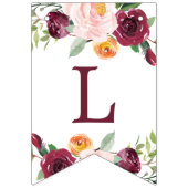 Begrüßung Baby Bordeaux Herbst Blumendusche Wimpelkette (Dritte Fahne)