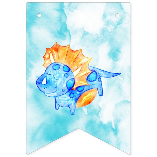 Begrüßung Baby Dusche Blau Wasserfarbe Wimpelkette (Zweite Fahne)