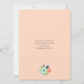 Begrüßung Baby Einladung in Grau, Korallen und Min (Rückseite)