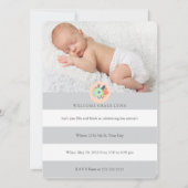 Begrüßung Baby Einladung in Grau, Korallen und Min (Vorderseite)