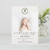 Begrüßung Baby Eukalyptus Greenerenery Monogram Bi Ankündigung (Stehend Vorderseite)