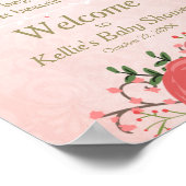 Begrüßung Babydusche Girl Pink und Gold Floral Poster (Ecke)