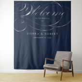 Begrüßung Begrüßung Elegante Imitate Silver Script Wandteppich (Beispiel)