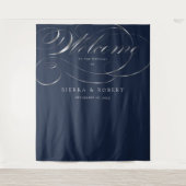 Begrüßung Begrüßung Elegante Imitate Silver Script Wandteppich (Vorderseite)