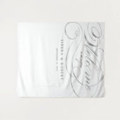 Begrüßung Begrüßung Elegante Imitate Silver Script Wandteppich (Vorderseite (Horizontal))
