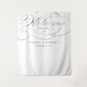 Begrüßung Begrüßung Elegante Imitate Silver Script Wandteppich (Vorderseite)