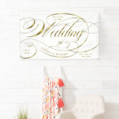 Begrüßung Begrüßung Elegantes, Gold kurvtes Script Banner (Insitu)