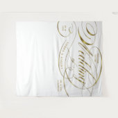 Begrüßung Begrüßung Elegantes, Gold kurvtes Script Wandteppich (Vorderseite (Horizontal))