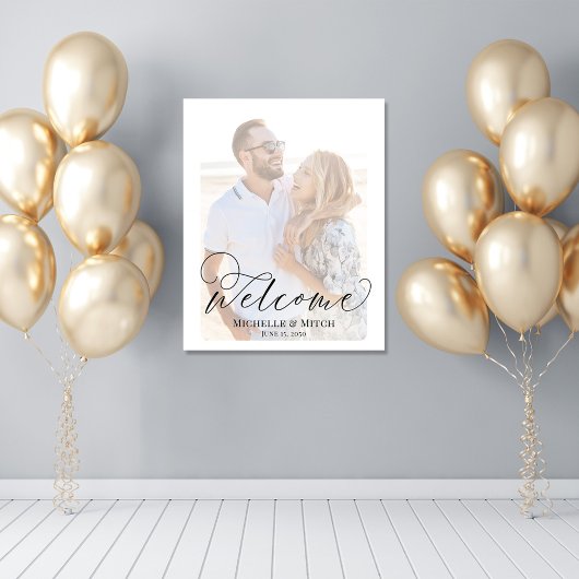 Begrüßung Begrüßung Elegantes Script-Foto Poster