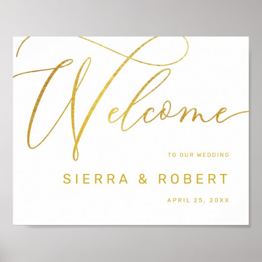 Begrüßung Begrüßung Moderne Imitate Gold Script Poster (Vorne)