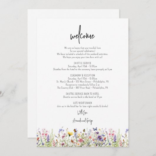 Begrüßung Begrüßungsbrief - Wildblumen Feiertagskarte (Vorne/Hinten)