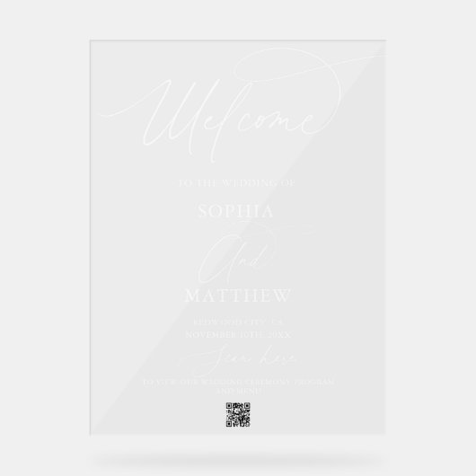 Begrüßung Begrüßungsskript QR Code-Zeichen Acrylschild (Vorderseite)