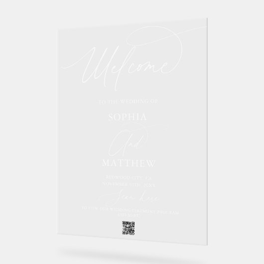 Begrüßung Begrüßungsskript QR Code-Zeichen Acrylschild (Winkel)