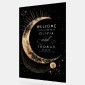 Begrüßung bei der Celestial Black and Gold Wedding Acrylschild (Winkel)