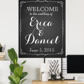 Begrüßung bei der Hochzeit der Tafel mit Druckzeic Poster (Heimbüro)