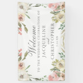 Begrüßung bei einer eleganten Blush Pink Floral Sp Banner (Vertikal)