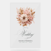 Begrüßung bei einer Hochzeit in Rosa und Gold Acrylschild (Vorderseite)