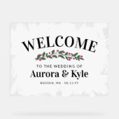 Begrüßung bei einer Hochzeit in weißem Pink Acrylschild (Vorderseite)