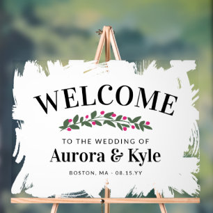Begrüßung bei einer Hochzeit in weißem Pink Acrylschild