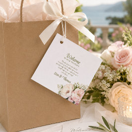 Begrüßung bei Pfirsich und Blush Pink Blues Geschenkanhänger
