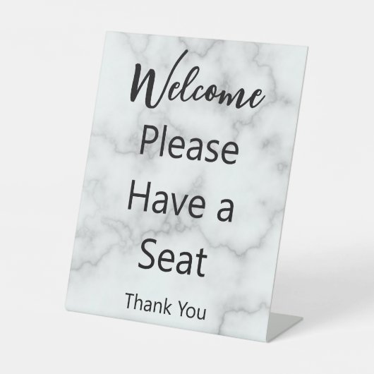 Begrüßung Bitte haben Sie einen Sitzplatz Imitat M Sockelschild (Vorderseite)