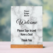 Begrüßung Bitte in Logo-Imitate registrieren Marmo Acrylschild (Neutral)