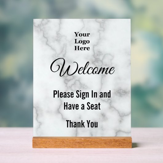 Begrüßung Bitte in Logo-Imitate registrieren Marmo Acrylschild (Neutral)
