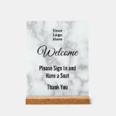 Begrüßung Bitte in Logo-Imitate registrieren Marmo Acrylschild (Vorderseite)