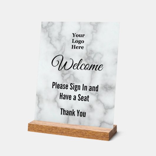 Begrüßung Bitte in Logo-Imitate registrieren Marmo Acrylschild (Winkel)